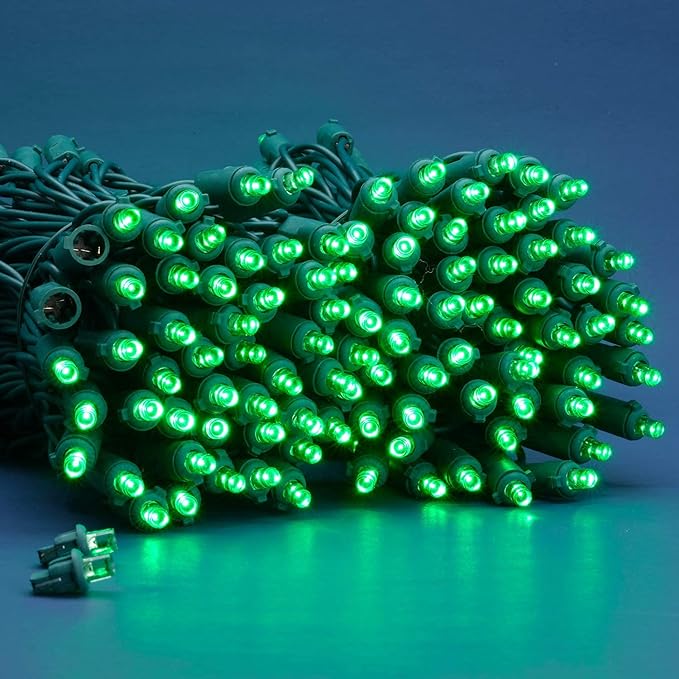 200 Count Green Wide Angle LED Christmas Lights, 66 ft Green Wire UL Certified Commercial Grade 5mm Holiday String Light Set (Green)-CasaMuseHome