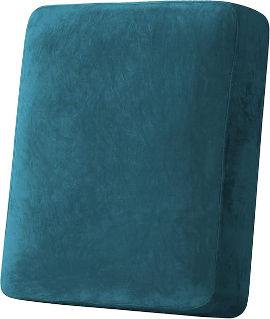 H.VERSAILTEX Velvet Stretch Couch Cushion Cover Plush Cushion Slipcover for Chair Cushion Furniture Protector Seat Cushion Sofa Cover (1 Piece Armchair Cushion Covers, Deep Teal)-CasaMuseHome