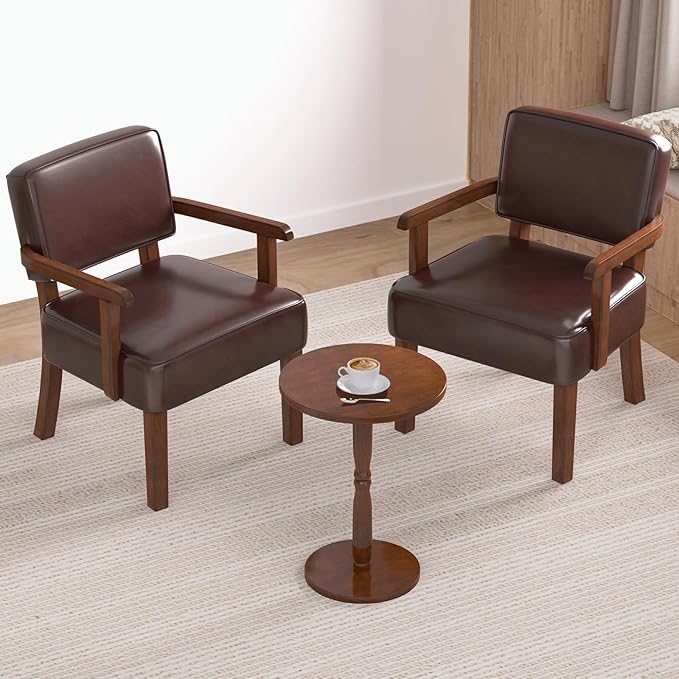 Accent Chair, PU Leather Living Room Chairs Oversize with Soft Seat and Armrests for Living Room Dinning Room Bedroom Reading Room Waiting Room-CasaMuseHome