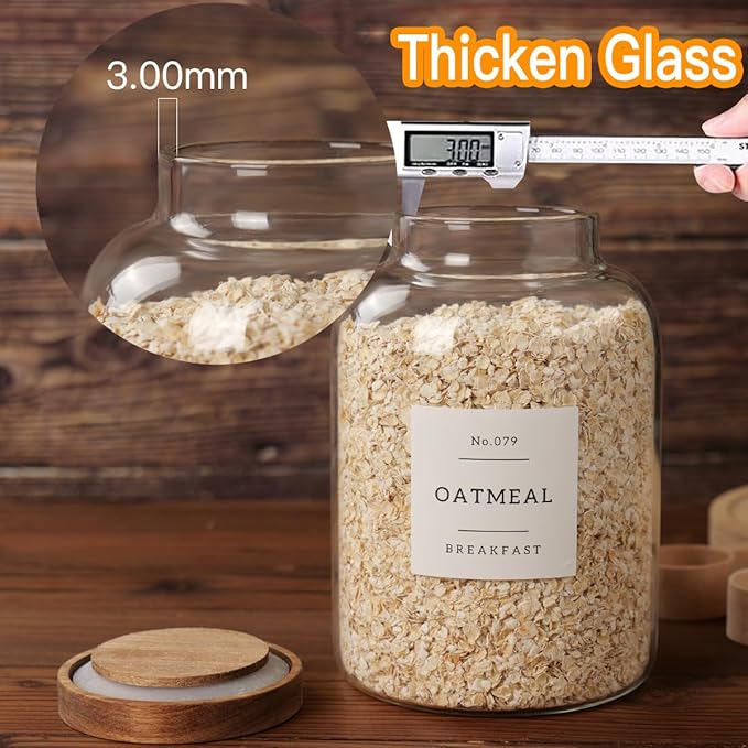 2 PCS Large Glass Jar with Airtight Lid, Glass Food Storage Jars for Tea,Spice,Cereal, Egg,Flour,Coffee and More(70 FL OZ/2000 ml)-CasaMuseHome
