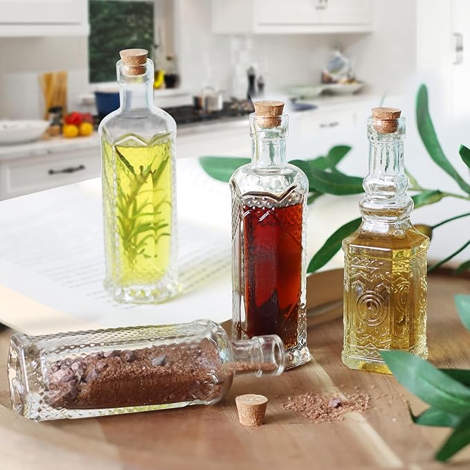 24 pcs Small Mini Clear Vintage Glass Bottles with Corks, Small Bud Vases, Decorative, Potion Bottles, 1.6oz for Party Wedding DIY Decoration/ Sand Art Bottles/Spell Jars/Message In a Bottle Kit-CasaMuseHome