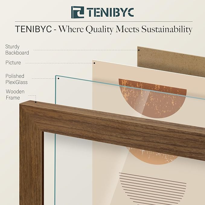 24x36 Poster Frame 3 Pack - Brown Woodgrain, Wood Picture Frame, Wall Gallery Frame - Wall Hanging-CasaMuseHome