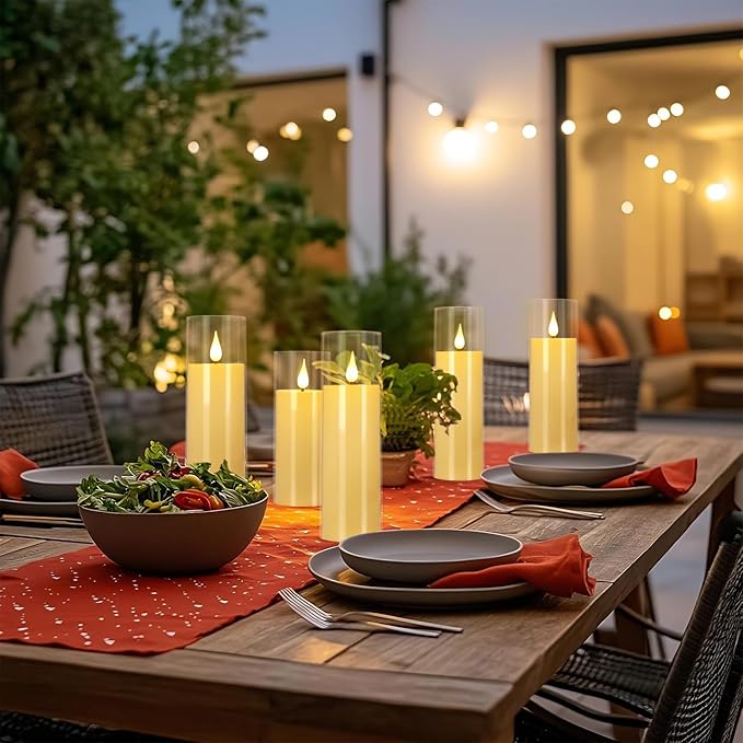24-Pack Acrylic LED Flameless Pillar Candles with Remote & Timer, Battery Powered - Perfect for Indoor/Outdoor Decor,Wedding,BBQ and Gift - Easily Create a Magical Atmosphere.-CasaMuseHome