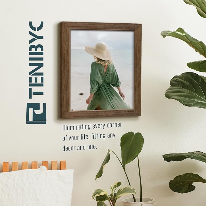 8.5x11 Picture Frame Set of 3 - Brown Woodgrain, Wood Photo Frame, HD Tempered Glass, Table Display or Wall Hanging-CasaMuseHome