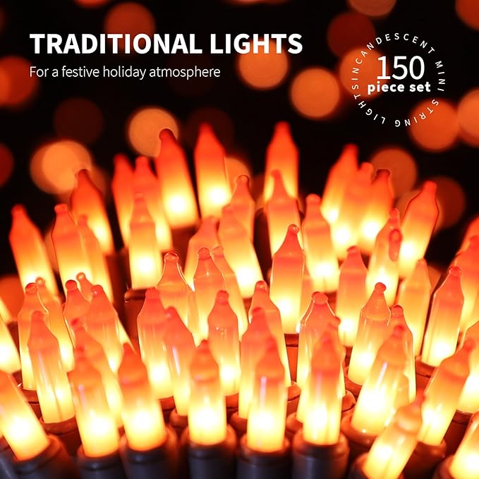 150LIGHTS Orange Extra-Bright with End Connectors Halloween Decorative Lights 9.72m UL Certified Mini String Light Set Waterproof for Halloween Home Garden Christmas Tree Party Patio Wedding-CasaMuseHome