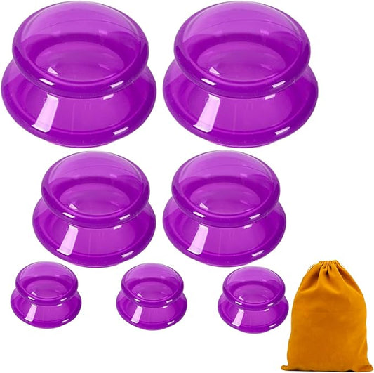 7Pcs Cupping Therapy Set-Professional Silicone Cupping, Suitable for Facial Body Massage/Deep Myofascial Release/Pain Relief/Muscle Relaxation & More (Purple,7pcs)-CasaMuseHome