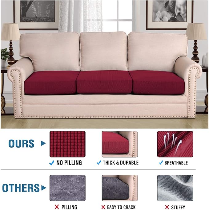 H.VERSAILTEX Super Stretch Stylish Cushions Covers/Furniture Cover Spandex Jacquard Small Checked Pattern Super Soft Slipcover Washable Individual-CasaMuseHome