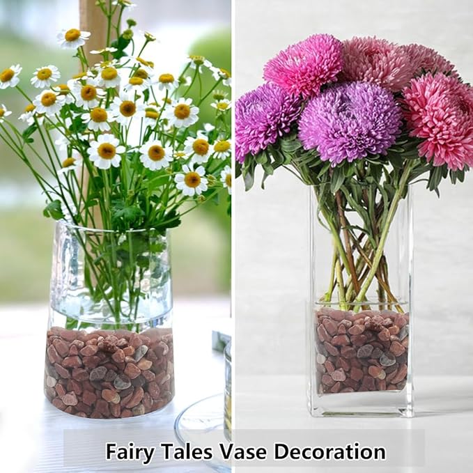 5LB Succulent and Cactus Gravel Pebbles, 1/5 Inch Natural Decorative Polished Stones, River Rocks for Vases Gardening Indoor and Outdoor Decorative Rocks, Red-CasaMuseHome