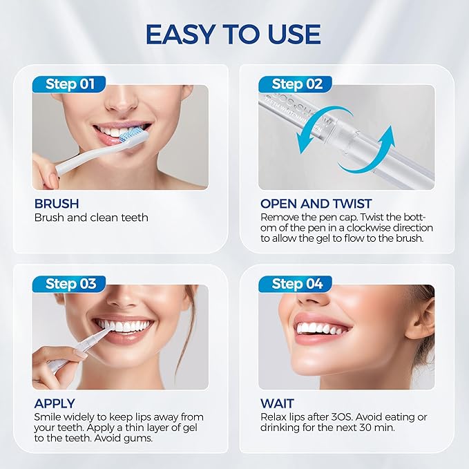 5 x Teeth Whitening Pen Gel (4+1 Desensitizing Gel), No Sensitivity Teeth Whitening Gel Kit, Effective Teeth Whitener, Travel-Friendly Tooth Whitening Pen, Carbamide Peroxide Tooth Bleaching-CasaMuseHome