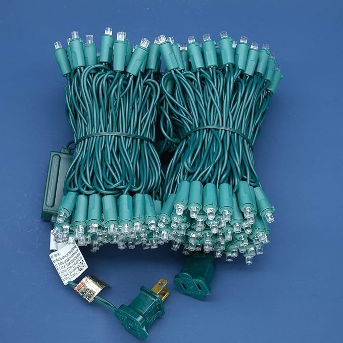 200 Count Cool White Wide Angle LED Christmas Lights, 66 ft Green Wire UL Certified Commercial Grade 5mm Holiday String Light Set (Cool White)-CasaMuseHome