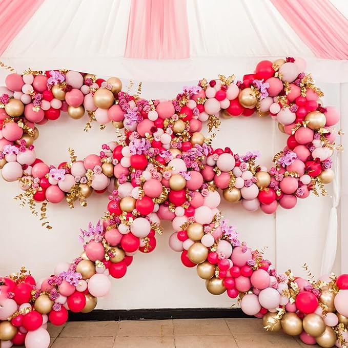 130pcs Hot Pink Balloons Different Sizes 18" 12" 10" 5" Dark Pink Balloons for Birthday Graduation Baby Shower Wedding Anniversary Princess Theme Party Valentine's Day Decorations-CasaMuseHome