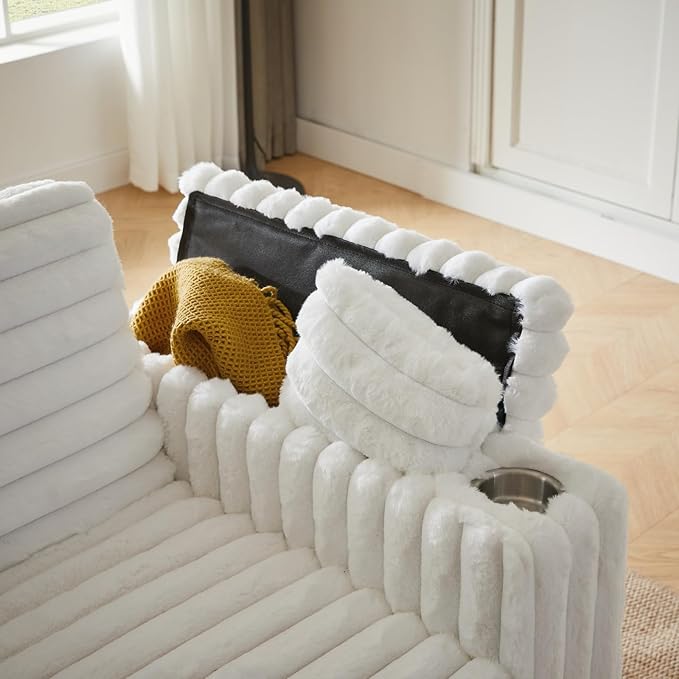 57-Inch Velvet Full Size Sleeper Sofa Couch with Pullout Bed,Convertible Pull Out with Golden Decorative Strip and Adjustable Backrest for Small Spaces,Apartment, Guest Room, RV (1109White)-CasaMuseHome