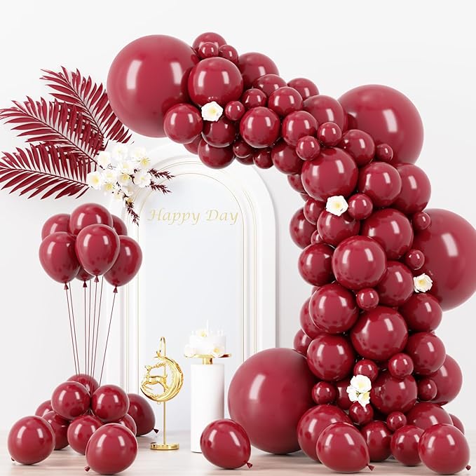 130pcs Burgundy Balloons Different Sizes 18" 12" 10" 5" Wine Red Balloons for Birthday Graduation Bride Baby Shower Wedding Decorations-CasaMuseHome