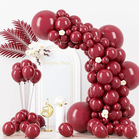 130pcs Burgundy Balloons Different Sizes 18" 12" 10" 5" Wine Red Balloons for Birthday Graduation Bride Baby Shower Wedding Decorations-CasaMuseHome
