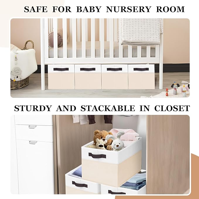 6 Pack Large Toy Box Chest, Collapsible Sturdy Toy Storage Organizer Bins Baskets for Kids, Boys, Girls, Nursery, Playroom, Shelf Baskets for Lego Puzzle Balls, Game Organizer (14L*10W*9.5H)-CasaMuseHome