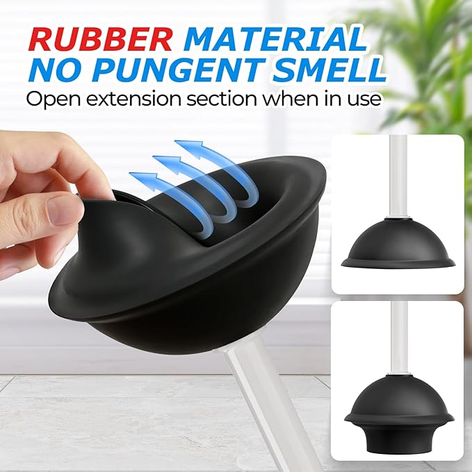 2Pack 2 in 1 Toilet Brush and Plunger Set, Extended Handle Plunger，Toilet Bowl Brush Plunger Set,Bathroom Cleaning Tools ，Toilet Brush Plunger Combo，Cleaning Supplies（Cream Grey）-CasaMuseHome