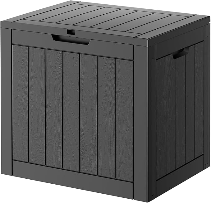 32 Gallon Deck Box Lockable Resin Indoor Outdoor Storage Box waterproof Outdoor Container for Patio Furniture, Pool Accessories, Cushions, Garden Tools, Sports Equipment-CasaMuseHome