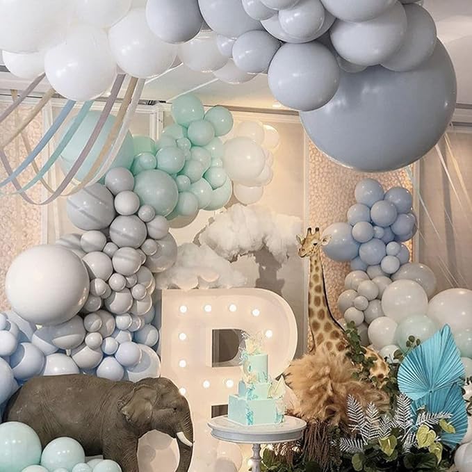 130pcs Gray Balloons Different Sizes 18" 12" 10" 5" Pastel Gray Balloons for Boys Girls Birthday Baby Shower Gender Reveal Wedding Decorations-CasaMuseHome
