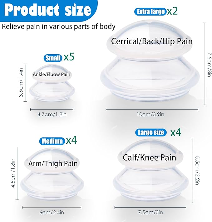 15pcs Cupping Therapy Set-Professional Silicone Cupping, Suitable for Facial Body Massage/Deep Myofascial Release/Pain Relief/Muscle Relaxation & More (Clear,15pcs)-CasaMuseHome