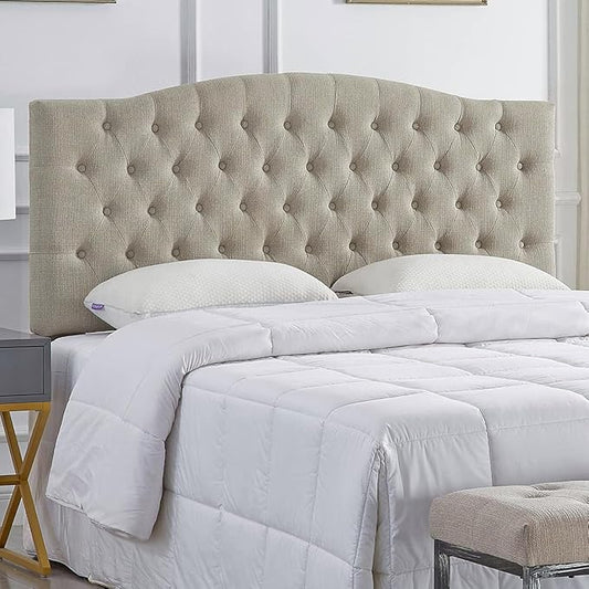 24KF Upholstered Tufted Button Linen Fabric Headboard,Comfortable Fashional Headboard Queen/Full Size,Linen-CasaMuseHome