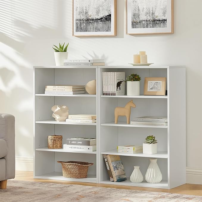 71 Inch Tall 8-Shelf Bookcase, Wood Bookshelf Storage Organizer Adjustable Shelf for Home Office Living Room, Converts into Two 4-Shelf Bookshelves, White-CasaMuseHome