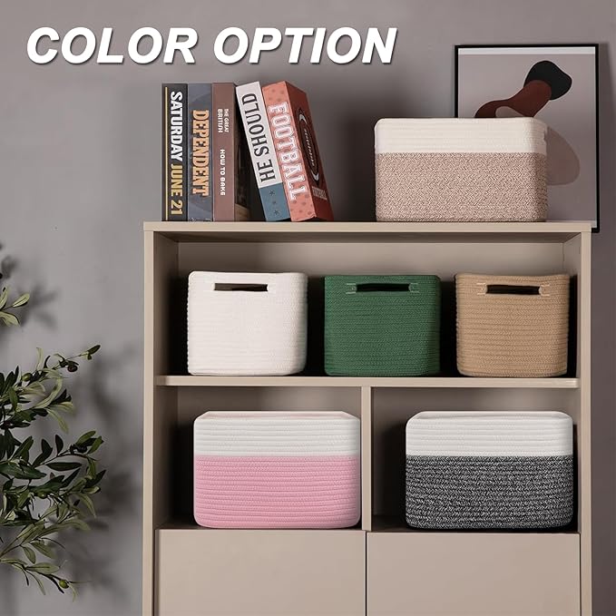 4 Pack Storage Baskets for Organizing, Woven Baskets for Shelves - Perfect for Toys, Books, Towels, and Clothes, Durable Gift Basket Bins Toy Storage, 13''Lx9''Wx7.8''H, Black & White-CasaMuseHome