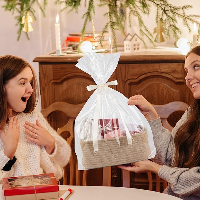 4 Pack Small Storage Shelf Baskets for Organizing, Mini Woven Rope Storage Bins for Towels, Cute Decorative Closet Organizer，Baby Nursery, Gift Empty Baskets -11.81''Lx7.87''Wx4.72''H-Jute-CasaMuseHome