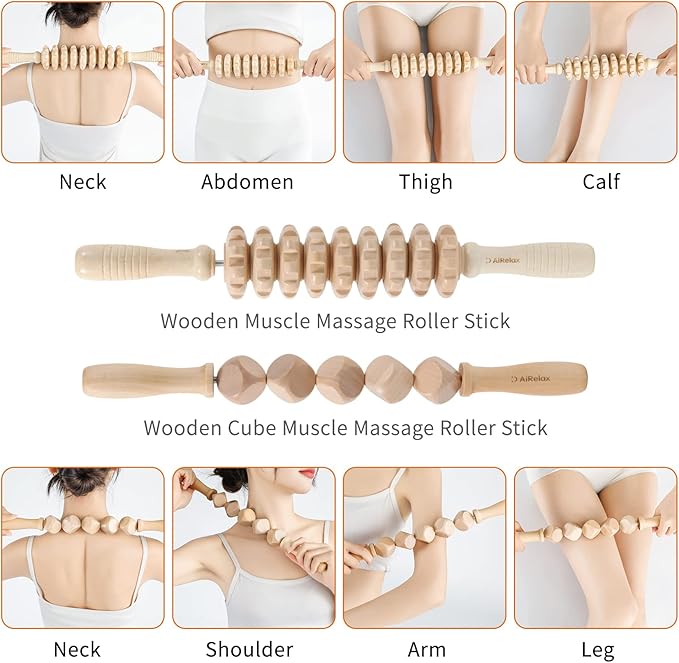 7 Pack Wood Therapy Massage Tools for Body Shaping Set, Cellulite Massager,Maderoterapia Kit Colombiana, Lymphatic Drainage Massager Tools for Neck Back Waist Pain Relief-CasaMuseHome