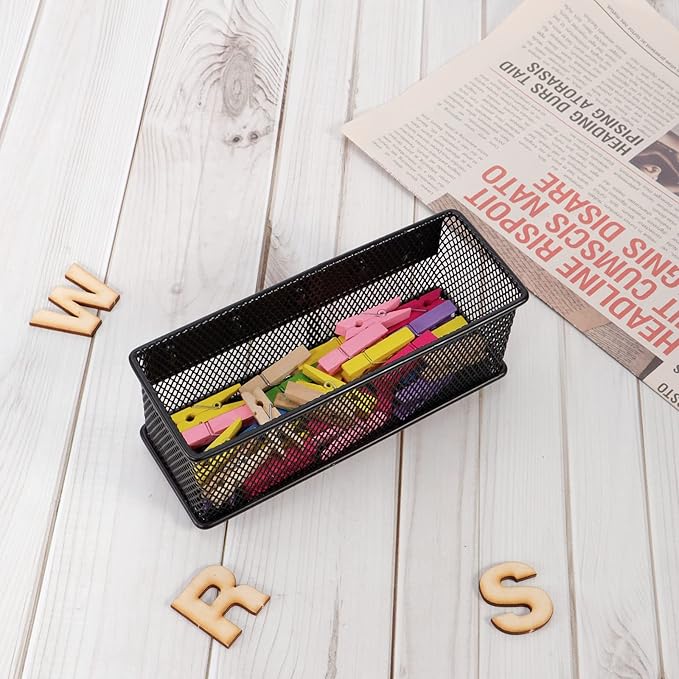 6.29'' × 2.28'' × 2.48 Black Magnetic Basket for Refrigerator Magnetic Locker Organizer for Home Office Accessories, Magnetic Basket for Whiteboard-CasaMuseHome