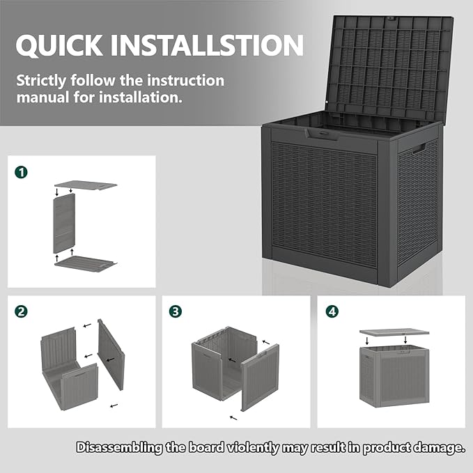 31 Gallon Deck Box, Resin Outdoor Storage Box, Waterproof and UV Resistant Deck Box, Lightweight Storage Box for Garden Tools, Pool Supplies-CasaMuseHome