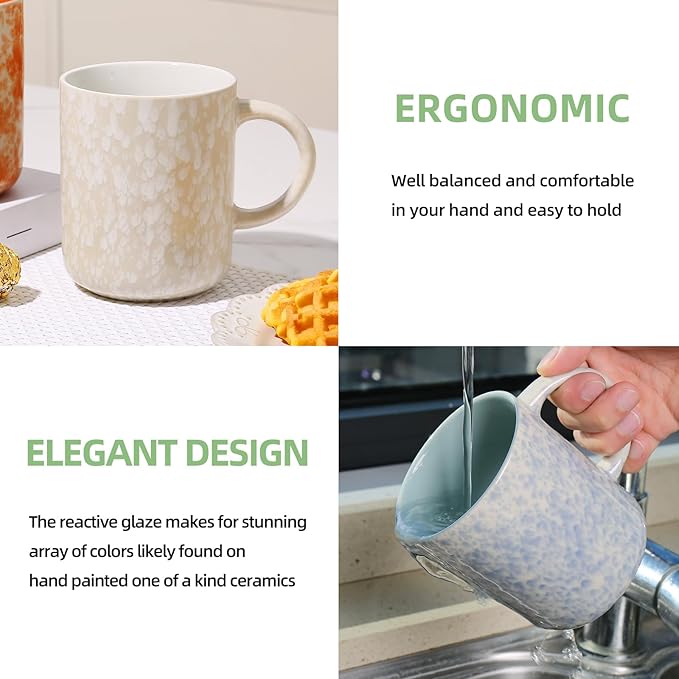 17 OZ Coffee Mugs Set of 4, Ceramic Modern Coffee Mugs Set with handle for Tea/Latte/Milk/Cocoa.-CasaMuseHome