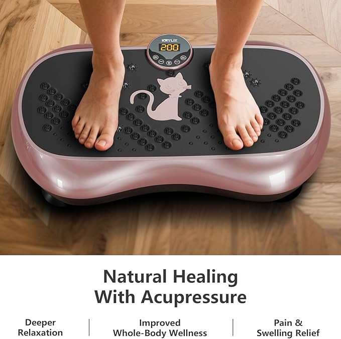 KRYLIX Vibration Plate Machine Exercise Platform for Whole Body Vibration Workout Weight Loss Lymphatic Drainage Fitness Platform Exercise Machine Vibrating Platform for Women Men