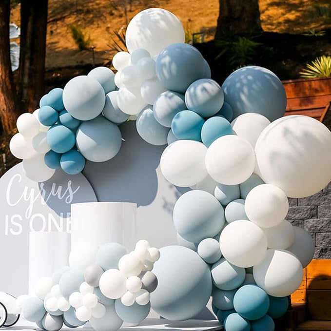 130pcs Dusty Blue Balloons Different Sizes 18" 12" 10" 5" Slate Blue Balloons for Boys Girls Baby Shower Wedding Anniversary Graduation Engagements Birthday Party Decorations-CasaMuseHome