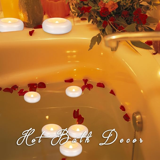 24 Pack 3”Floating Candles Water-Activated Flameless LED Candle, 120 Hour White Battery Operate Waterproof Tealights for Cylinder Vases, Centerpieces at Wedding, Party, Pool,Romantic.-CasaMuseHome