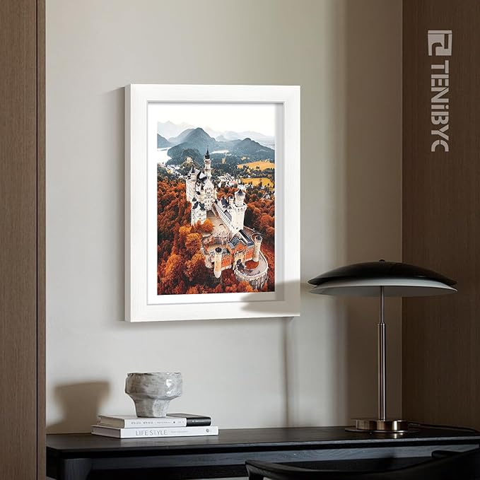 12x16 Picture Frame 3 pk - White Woodgrain, HD Tempered Glass, Wall Gallery Photo Frame-CasaMuseHome