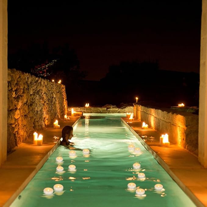 24 Pack 3”Floating Candles Water-Activated Flameless LED Candle, 120 Hour White Battery Operate Waterproof Tealights for Cylinder Vases, Centerpieces at Wedding, Party, Pool,Romantic.-CasaMuseHome