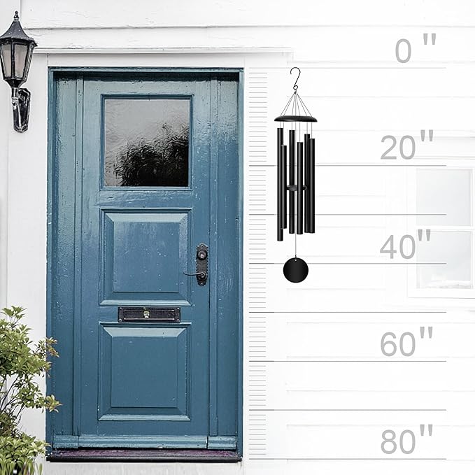 45'' Wind Chimes Outdoor,Memorial Wind Chime, Large Wind Chimes for Outside Deep Tone, Sympathy Gifts. Black-CasaMuseHome