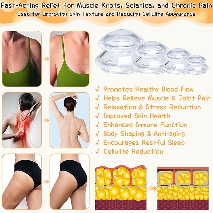 16 Pcs Silicone Cupping Therapy Sets 4 Sizes Professional Massage Cupping Cups Chinese Massage Therapy for Studio Household Joint Muscle Nerve Pain Body Sculpt Cup for Cellulite Reduction-CasaMuseHome