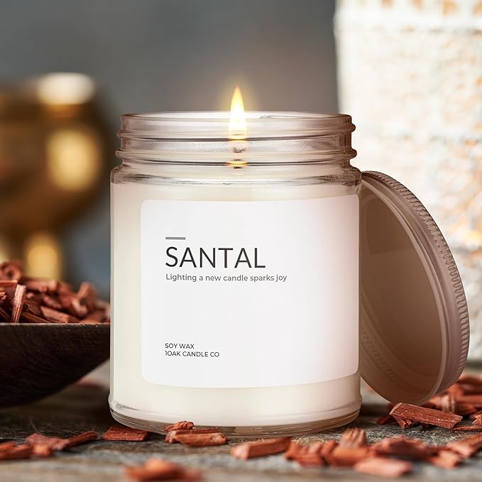 1OAK Soy Santal Candle (Santal) - Soy Wax Scented Candle - Candles for Home Scented - Long Burning Candles Premium - Hand-Poured (7oz.)-CasaMuseHome