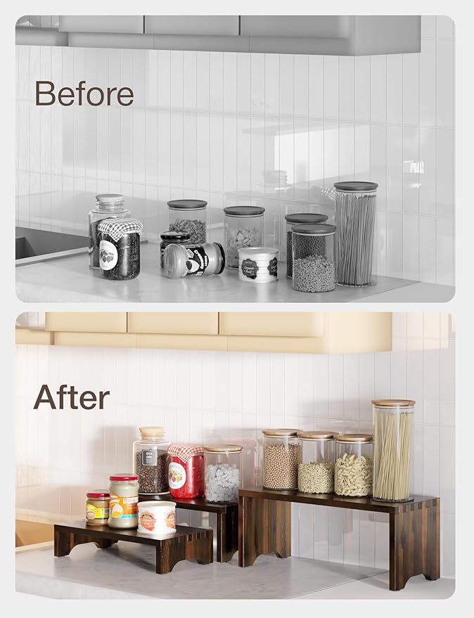 Acacia Wooden 3 Tier Cupcake Stand - Risers for Display for Food Buffet Risers and Stands – Food Stands for Display Party – Acacia Wooden Cupcake Stand - Set of 3 Size (Walnut Color)-CasaMuseHome