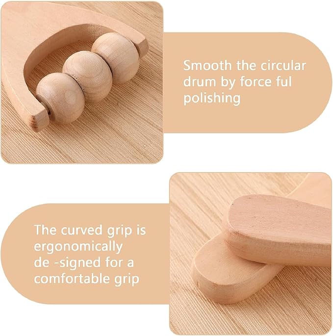 3Pcs Wooden Hand Massage Roller, Manual Wood Therapy Massage Tools Massager Roller for Relaxes Thigh, Leg, Hands Full Body Muscle Men Women Gift-CasaMuseHome
