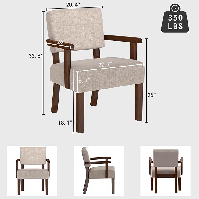 Accent Chair, Oversize Living Room Chairs with Soft Seat & Armrests for Living & Dinning Rooms-CasaMuseHome