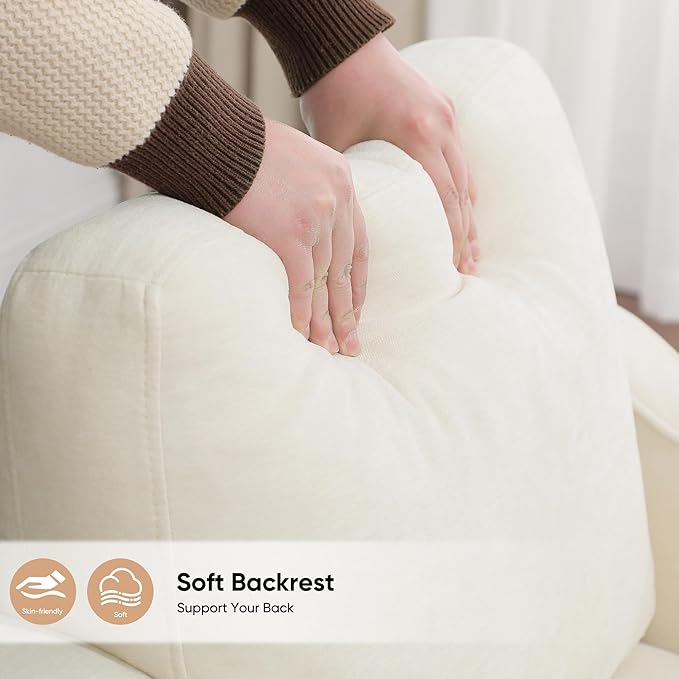 Accent Chairs Set of 2, Upholstered Living Room Chairs with Side Pockets, Mid Century Modern Reading Chair for Bedroom, Comfy Armchair Single Sofa Side Chair for Office, Small Room, Beige-CasaMuseHome