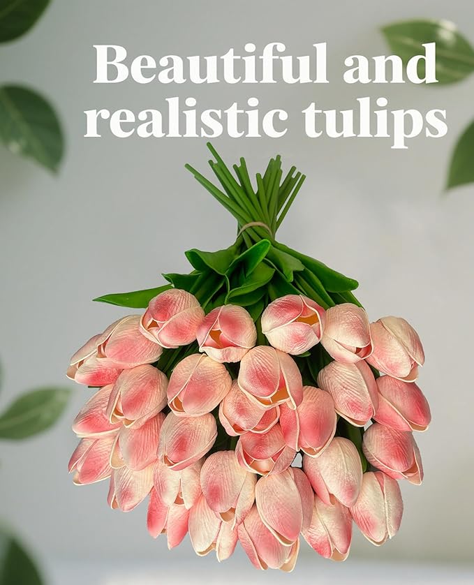 15pcs Real Touch Tulips PU Artificial Flowers Fake Tulips Flowers for Arrangement Wedding Party Easter Spring Home Dining Room Office Decoration-CasaMuseHome