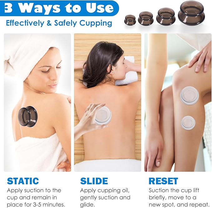 15Pcs Cupping Therapy Set-Professional Silicone Cupping, Suitable for Facial Body Massage/Deep Myofascial Release/Pain Relief/Muscle Relaxation & More (Black,15pcs)-CasaMuseHome