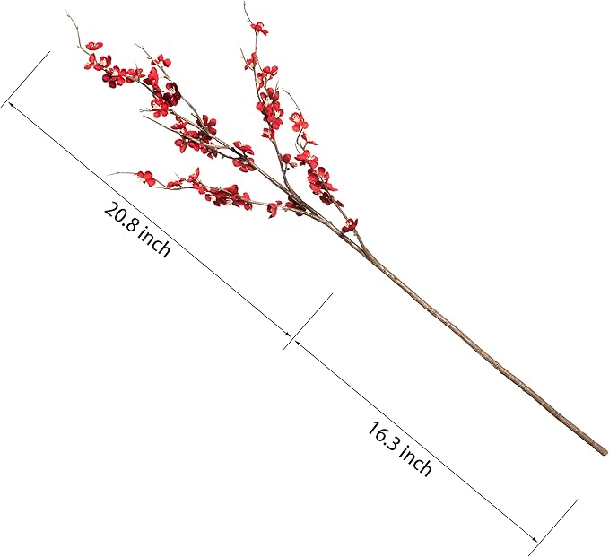 4Pcs Cherry Blossom Branches Artificial Flowers for Spring Summer Indoor Decoration,Faux Long Stem Artificial Flowers for Wedding Home Office Bedroom Party Table Centerpieces Decor(Red)-CasaMuseHome