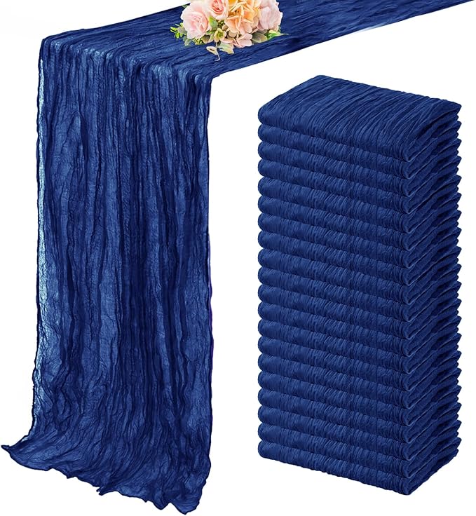 10FT 20 Pack Royal Blue Cheesecloth Table Runner 20 x 120 Inch Long Rustic Gauze Cheese Cloth Table Runner for Wedding Bridal Baby Shower Table Decorations Boho Fabric Sheer Birthday Party Table Decor-CasaMuseHome