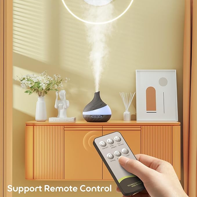 500ML Essential Oil Diffuser: Aroma Diffuser with Remote Control for Hotel Spa Yoga Room - Humidifiers for Bedroom with 14 Colors LED Night Light for Kids/Women Home Relaxation-CasaMuseHome