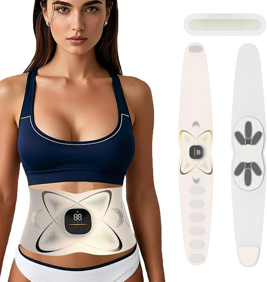 Abs Stimulator Abdominal, ab Belt Muscle Stimulator with Heat for Belly Fat Loss, Stomach Cellulite Melting, Postpartum Care Smooth & Firming, Lower Back Massager for Pain Relief Women Men Gifts-CasaMuseHome