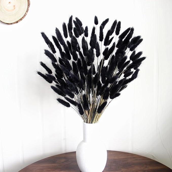 115 PCS Black Pampas Grass Bouquet, Boho Table Decor, Black Bunny Tails Dried Flowers, Dried Pampas Grass for Weddings, Home Decor, Rustic Parties, and Baby Shower Decorations-CasaMuseHome